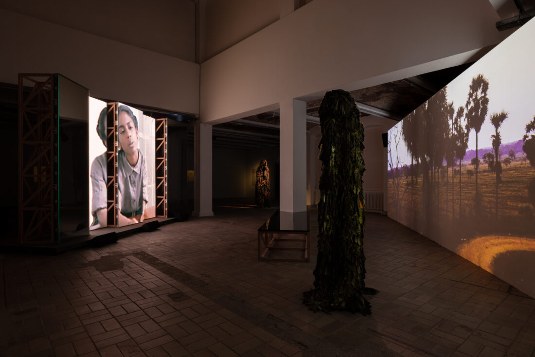 Installation view of Christopher Kulendran Thomas: Another World, KW Institute for Contemporary Art London (2022)